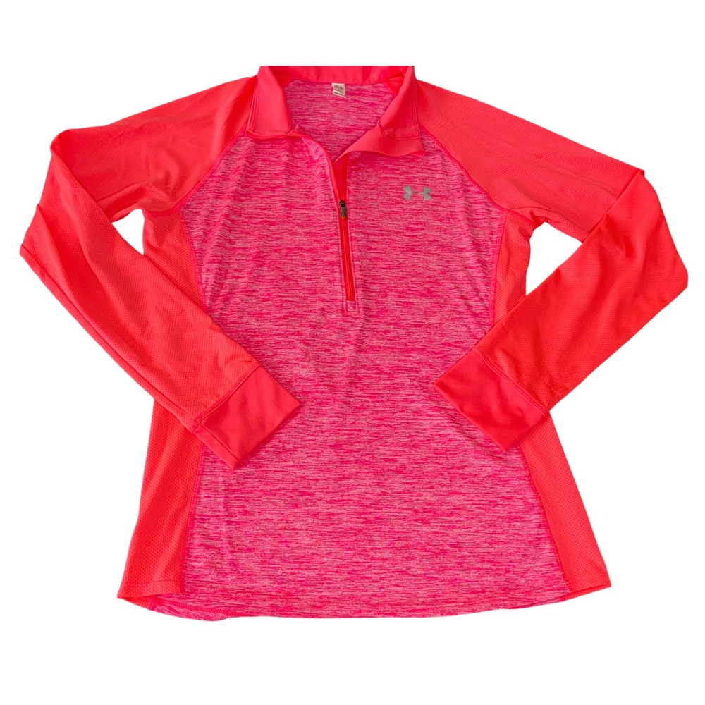 Under Armour Womens Pink Space Dye Quarter Zip Pullover Long Sleeve Top Medium